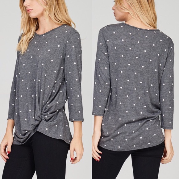 SALLIE Twist Detail Top - CHARCOAL - Picture 2 of 3